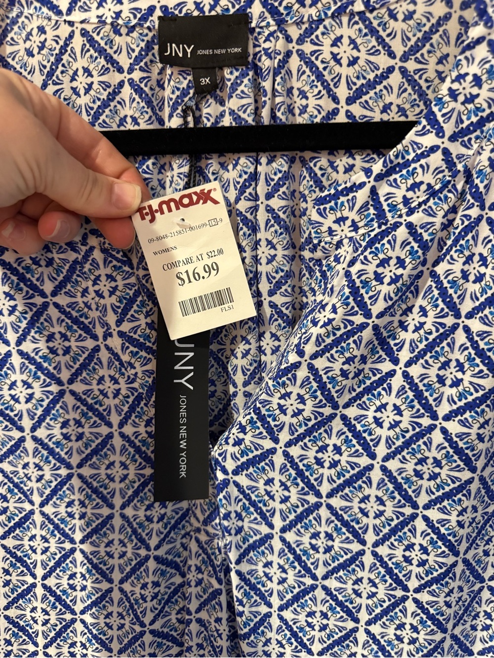 JNY Collection Blue & White Printed Women's Tunic - Picture 5 of 9